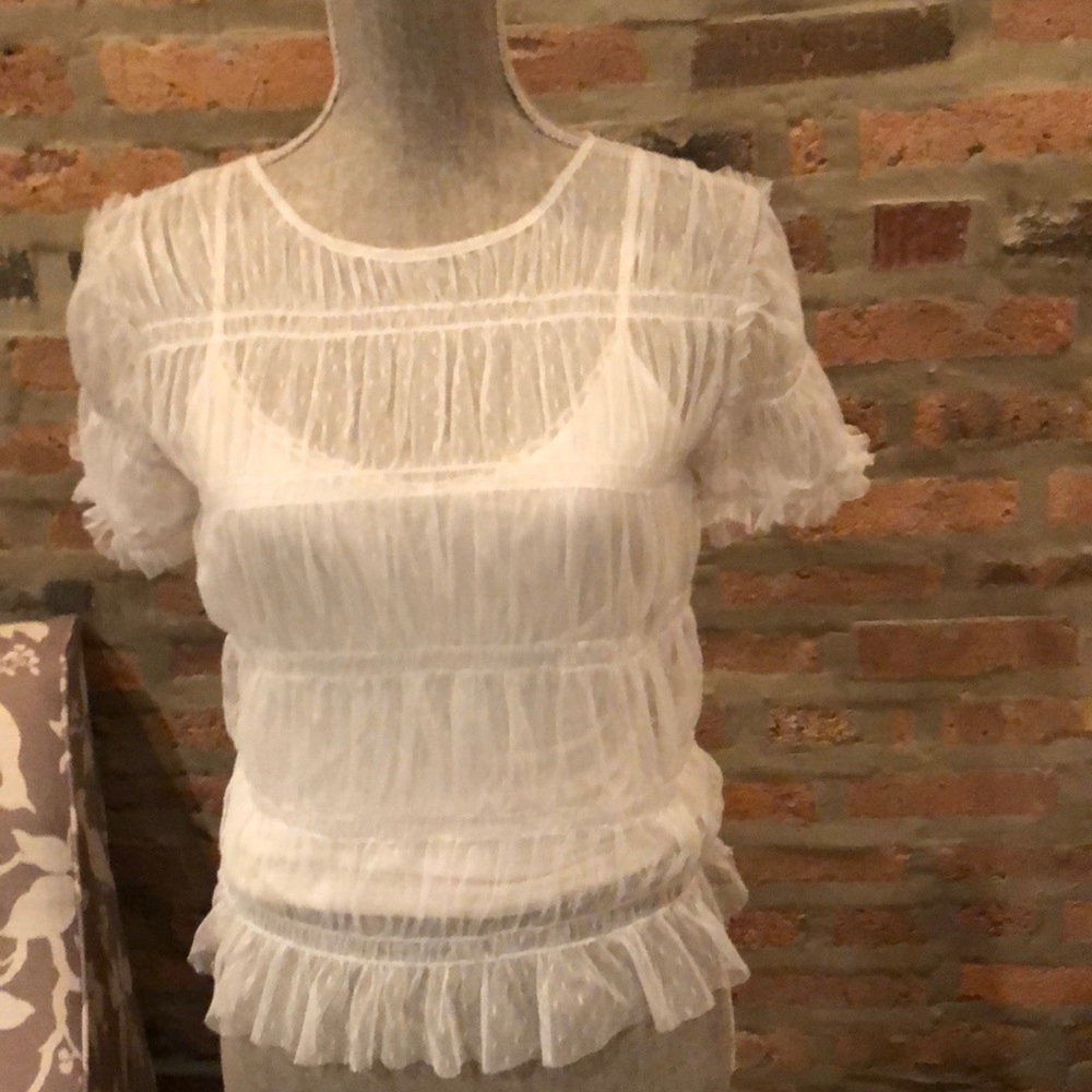 Free People Intimately White Sheer Top Sz Small